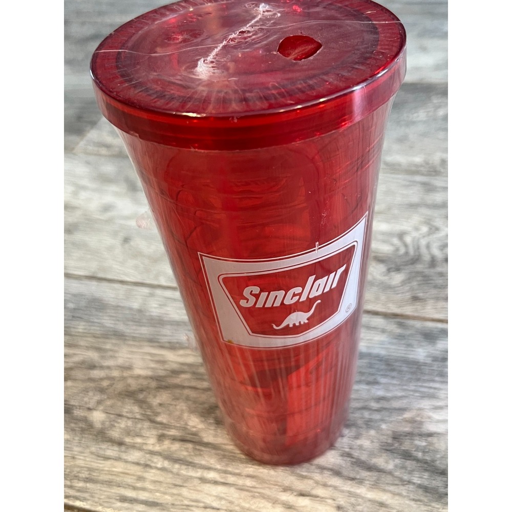 NWT Sinclair Oil Dinosaur Tumber‎ Cup Hot Cold Beverage Holder Drinks Red Refill